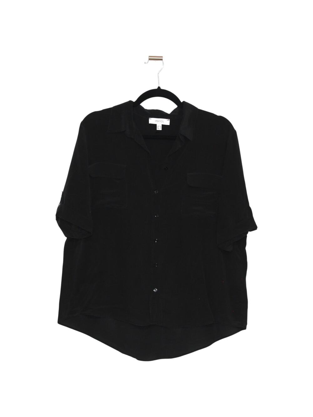 Ipekyol 100% Silk Black Button Up Blouse Size 12